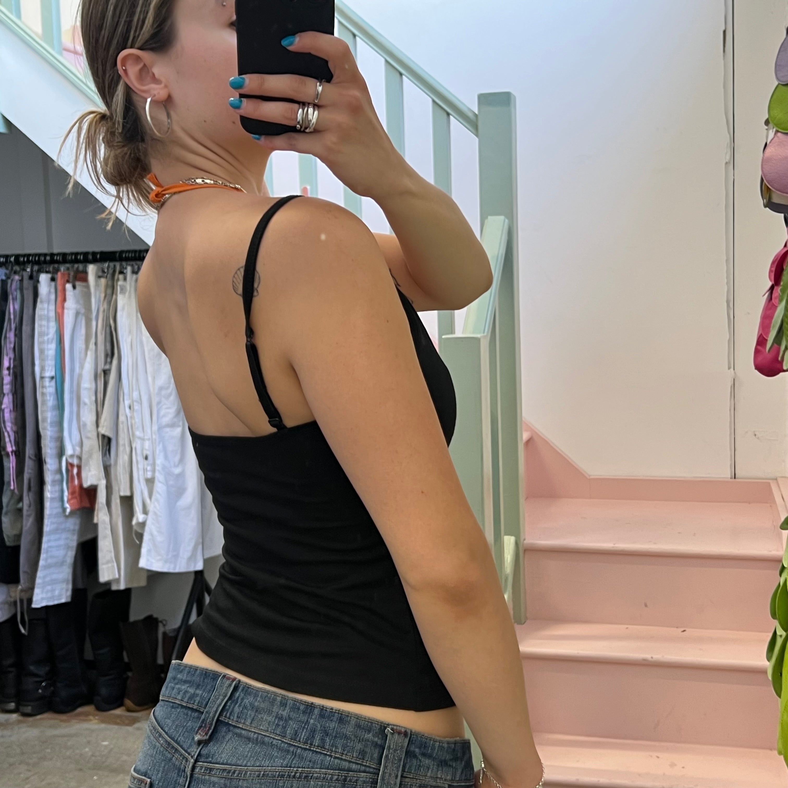 Black and orange layered cami