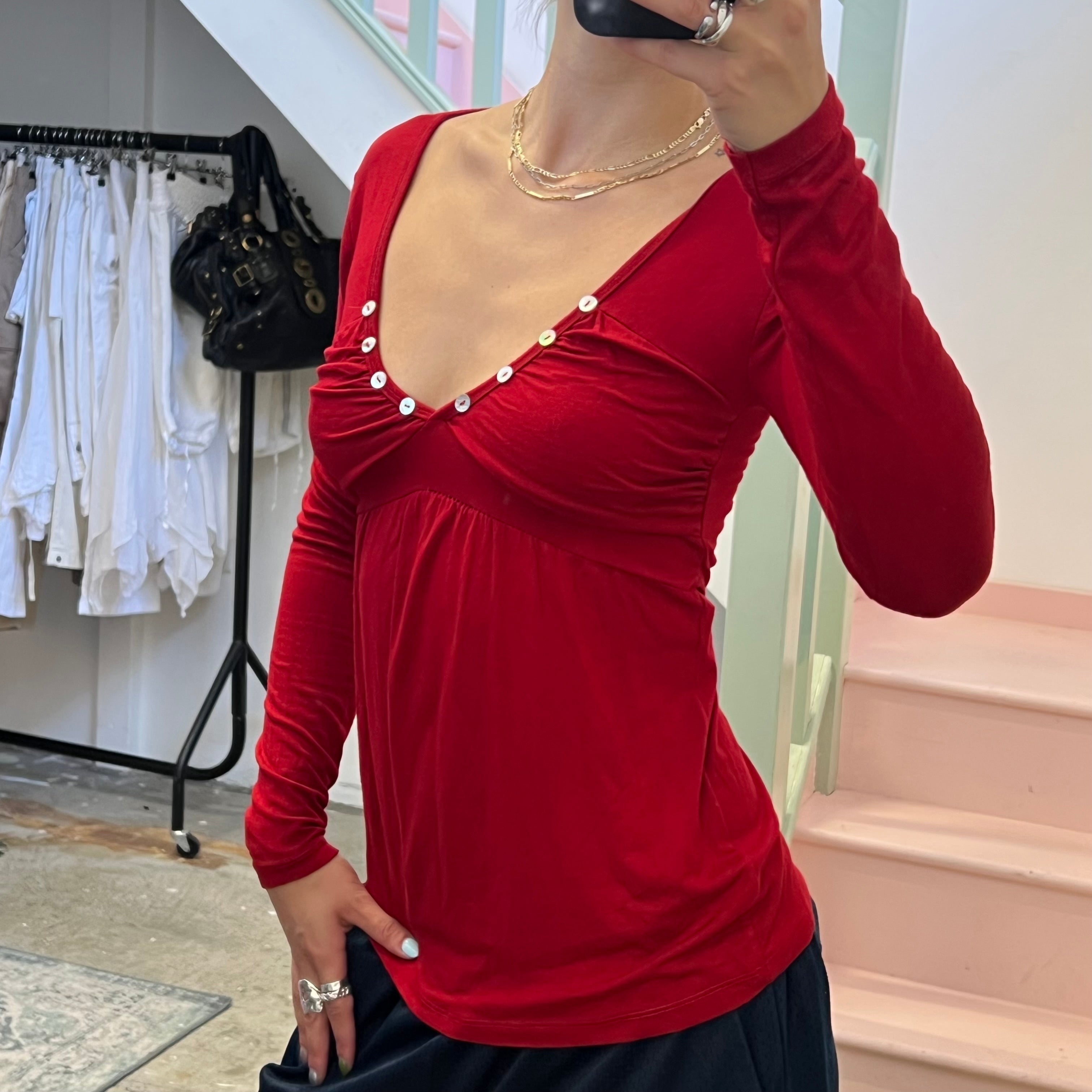 Burgundy v neck blouse