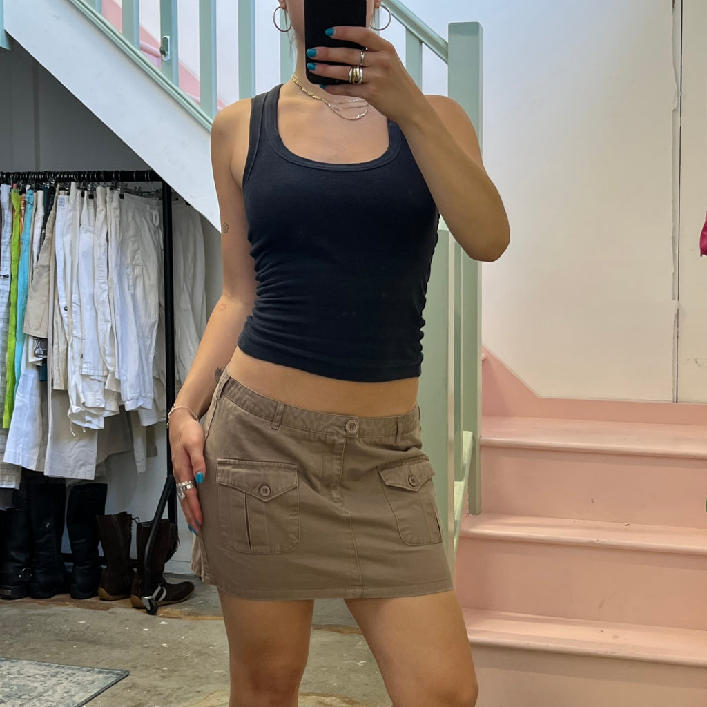 Brown cargo mini skirt