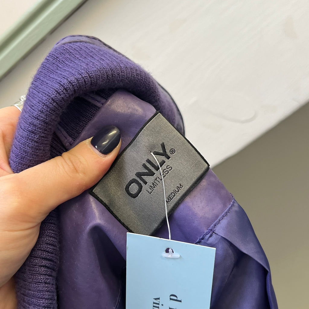 ONLY purple leather bomber jacket