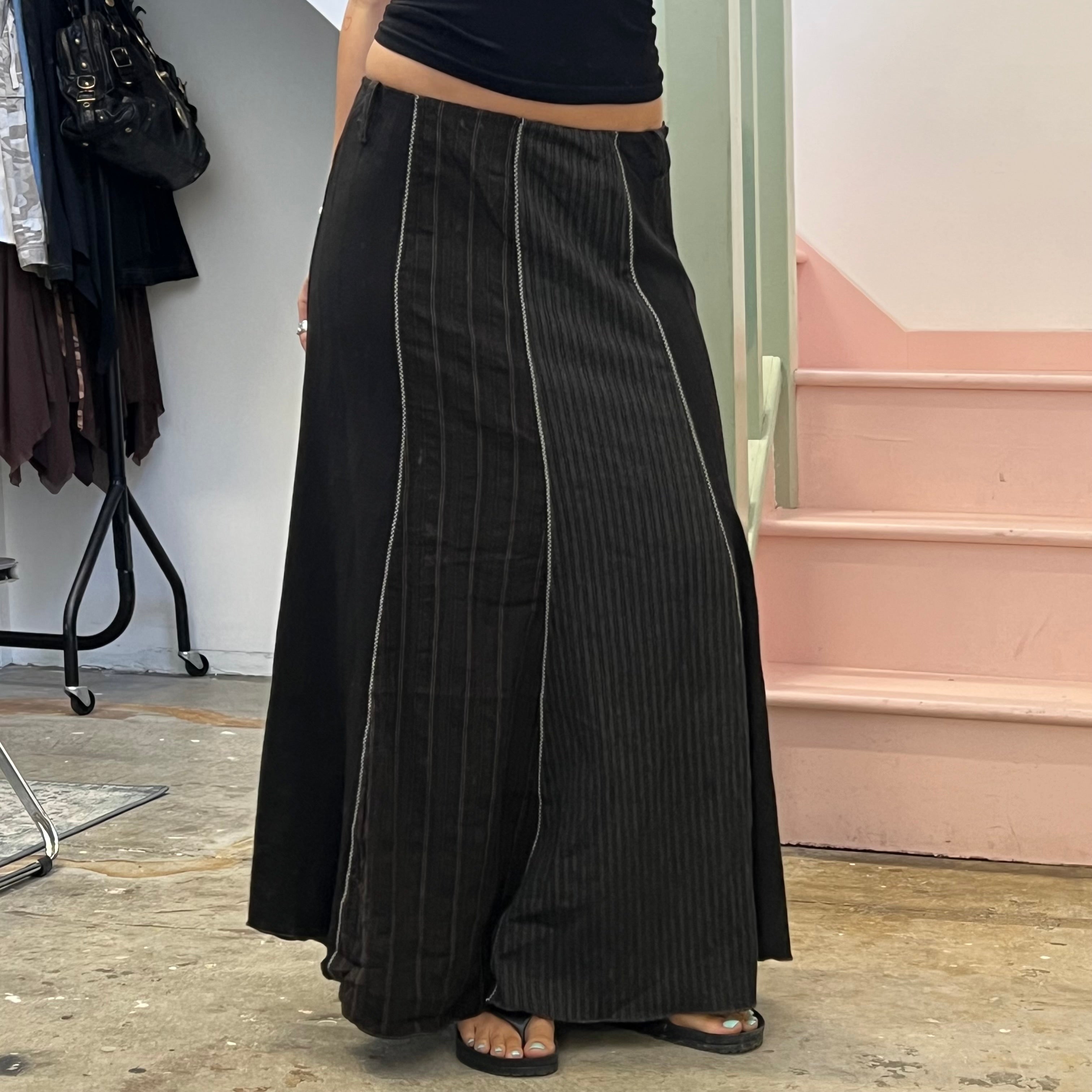 Black and grey patchwork utility maxi skirt