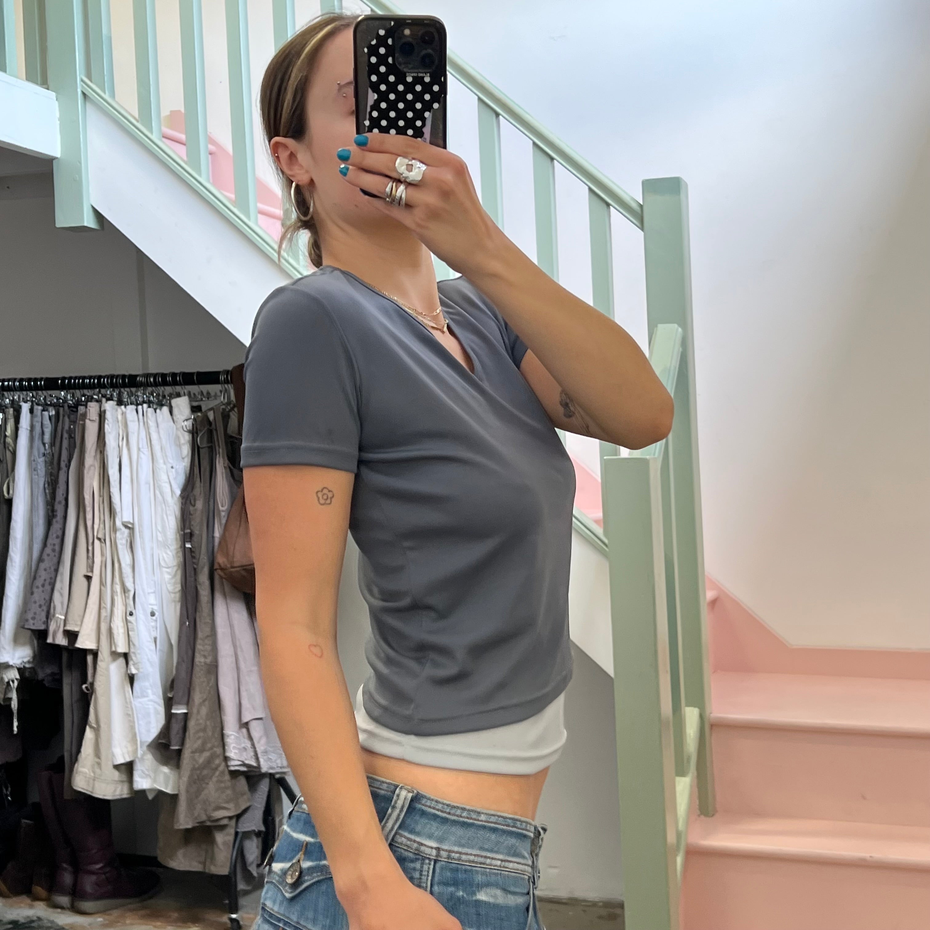 Grey layered baby tee