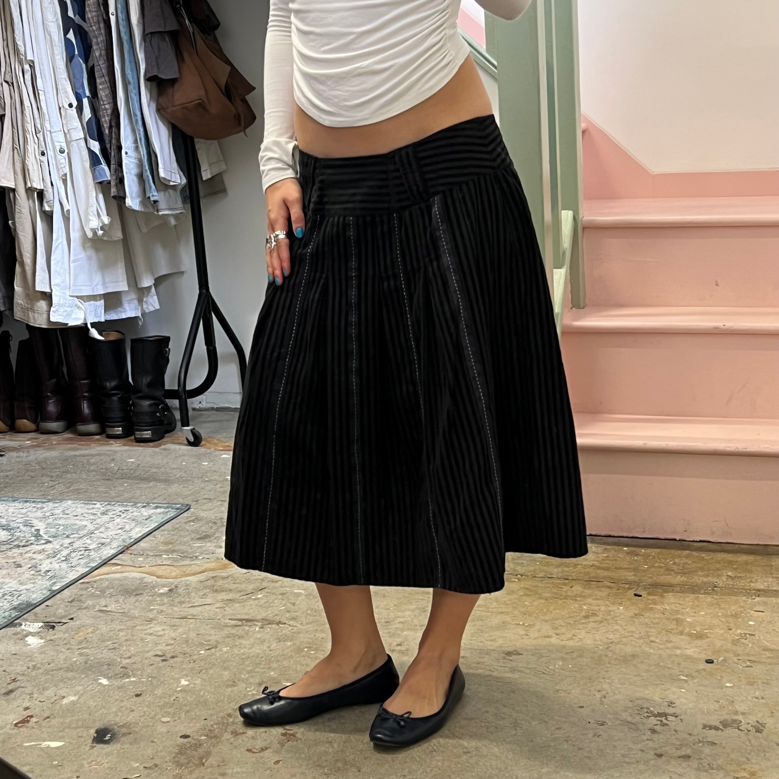 Esprit black striped midi skirt
