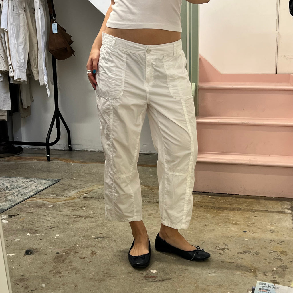 White sporty cargo capris