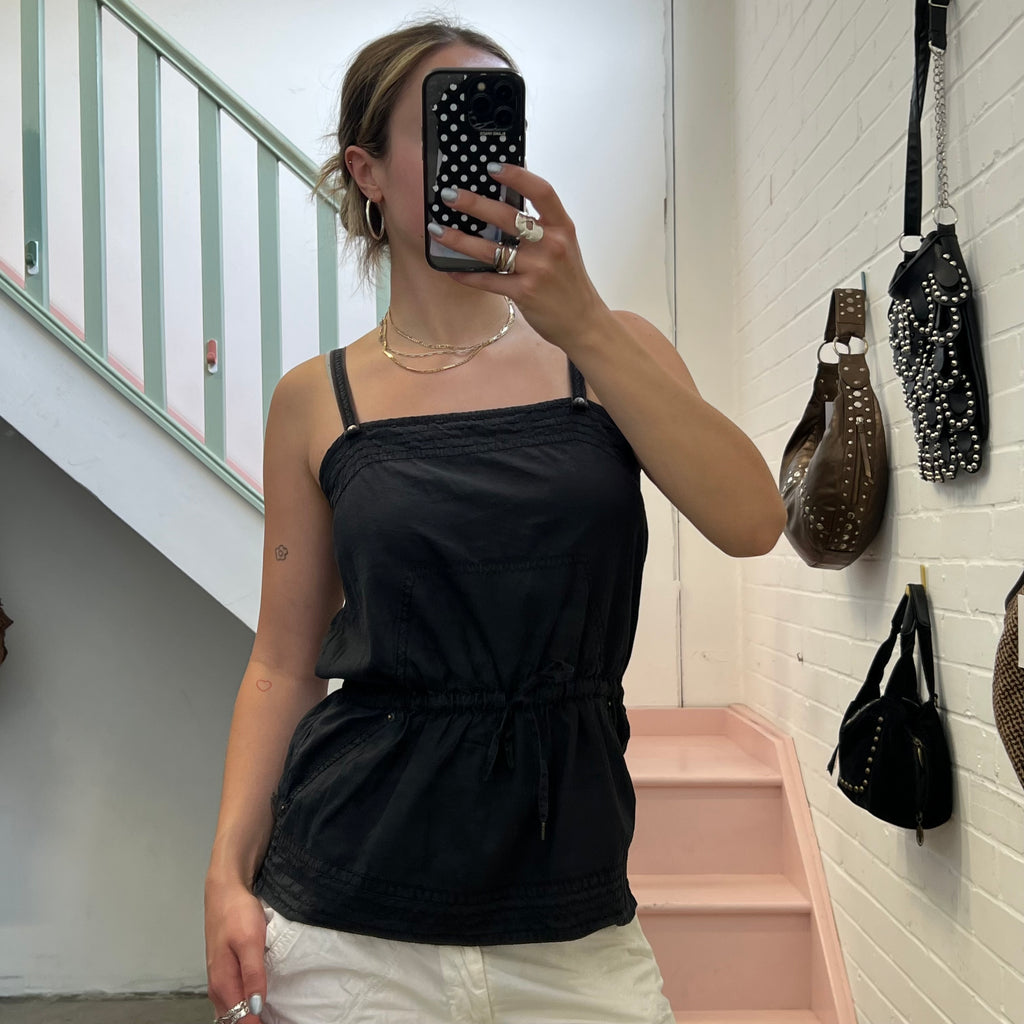 Black tie waist vest