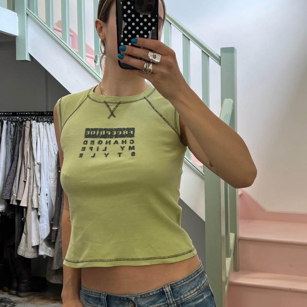 Pastel green graphic baby tee