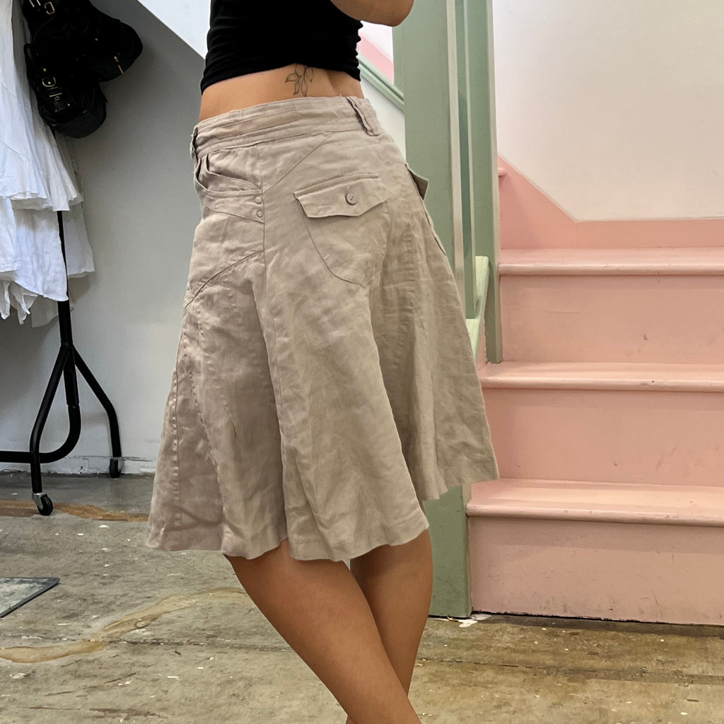 Cream linen floaty midi skirt