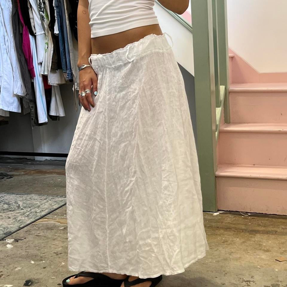 White linen floaty maxi skirt