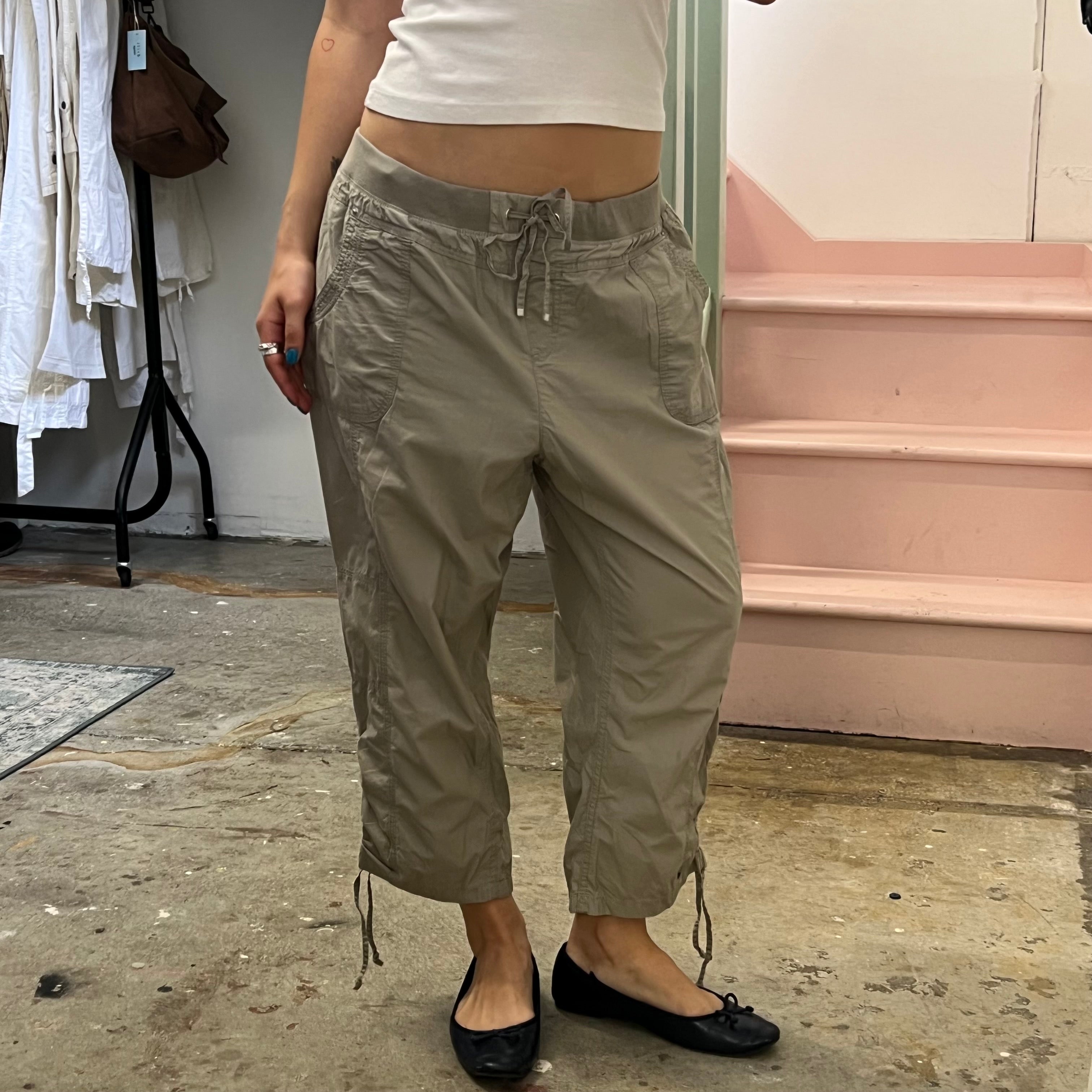 Cream baggy cargo capris