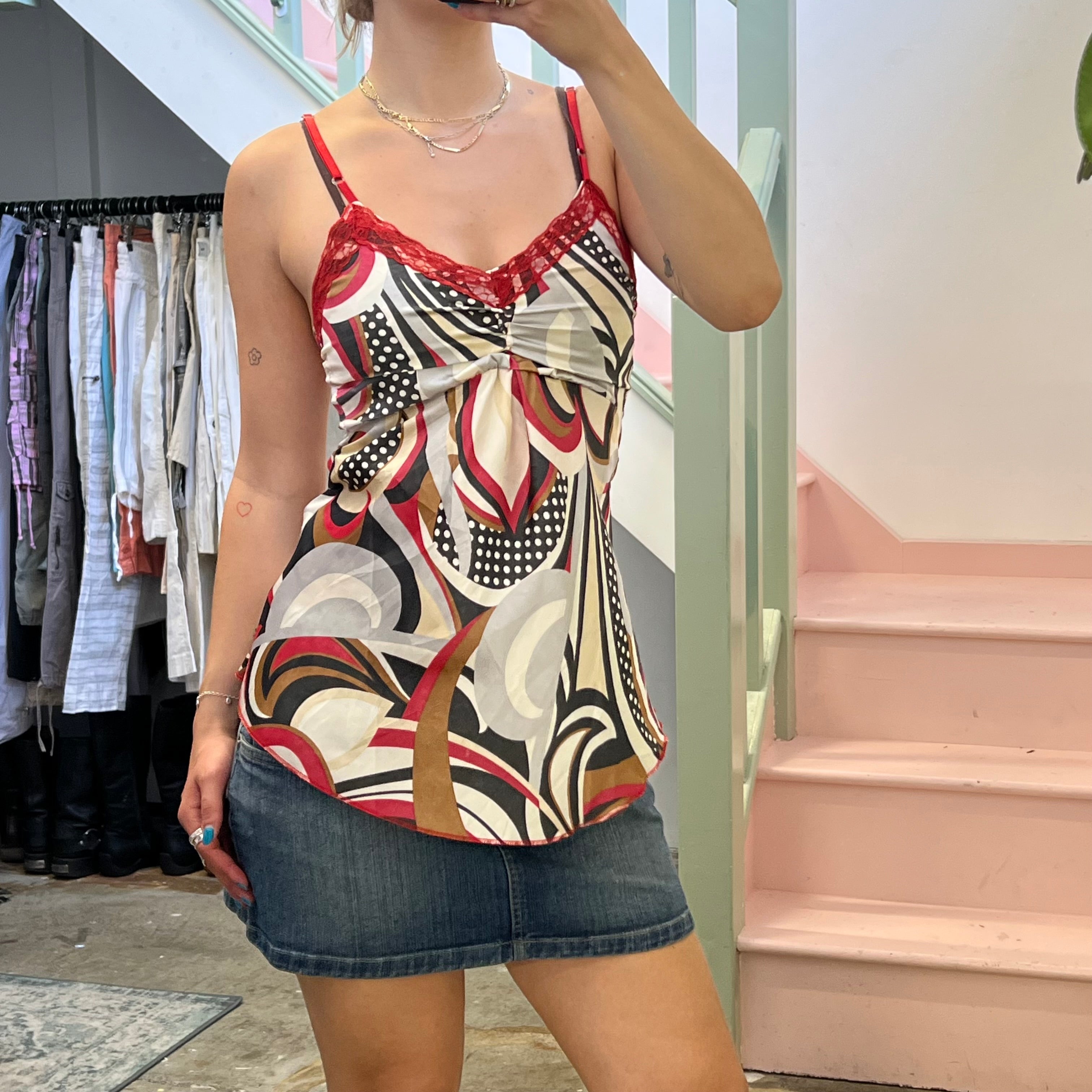 Polka dot patchwork cami