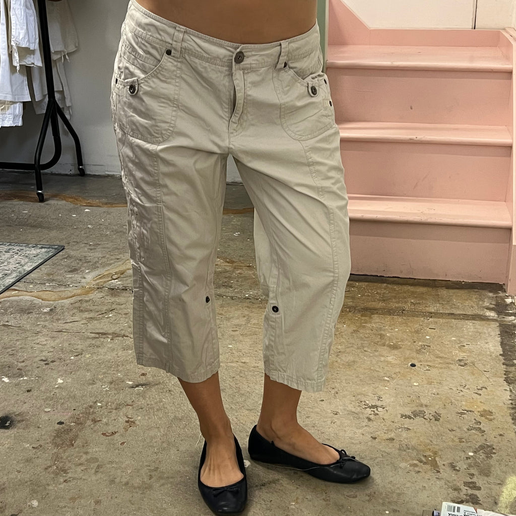 Cream cargo capris