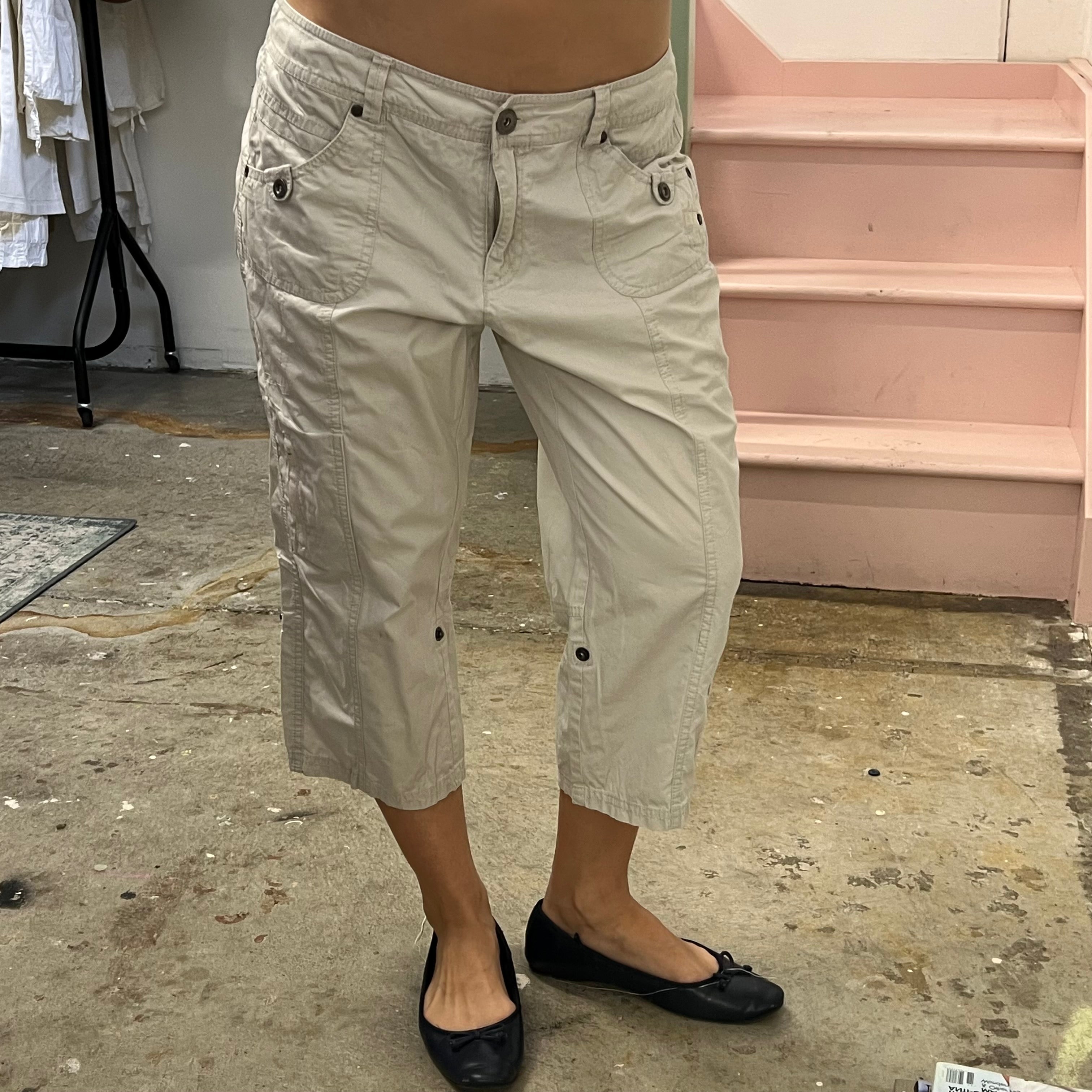 Cream cargo capris