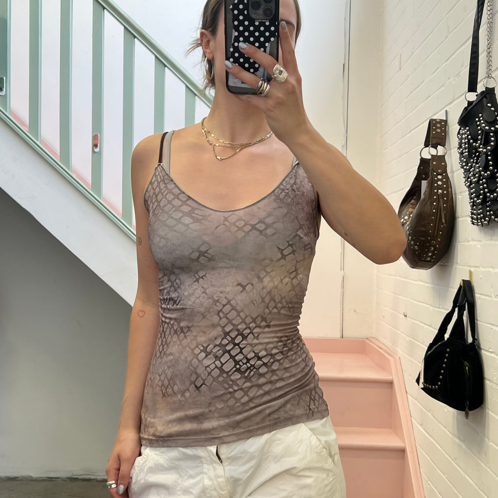 Grey snakeskin cami