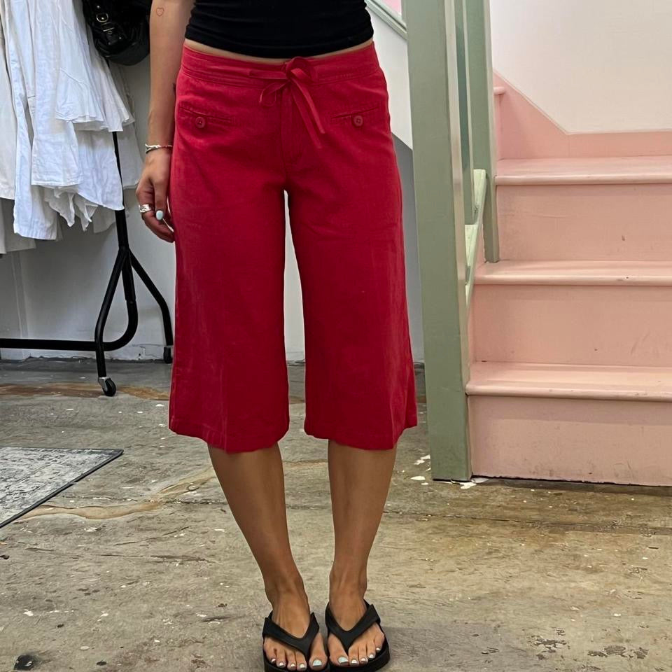 Red wide leg capri