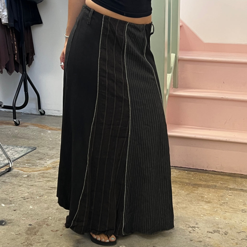 Black and grey patchwork utility maxi skirt