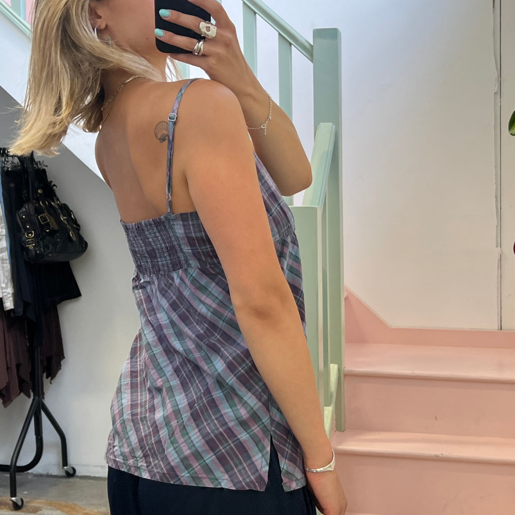 Blue and purple checkered vest