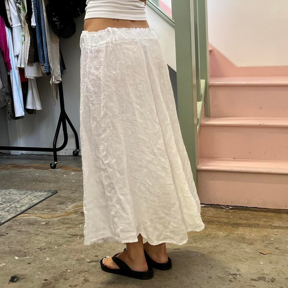 White linen floaty maxi skirt