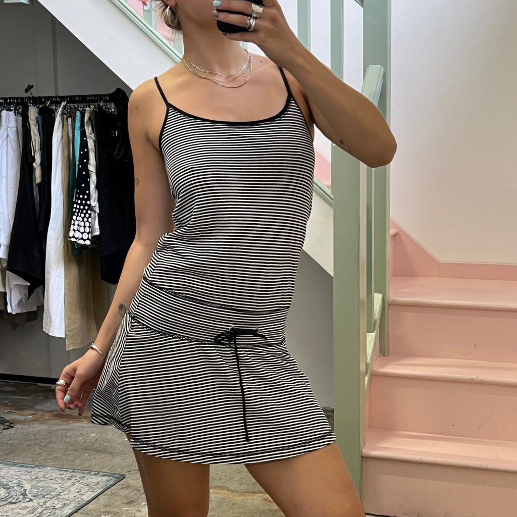 Stripe drop waist mini dress