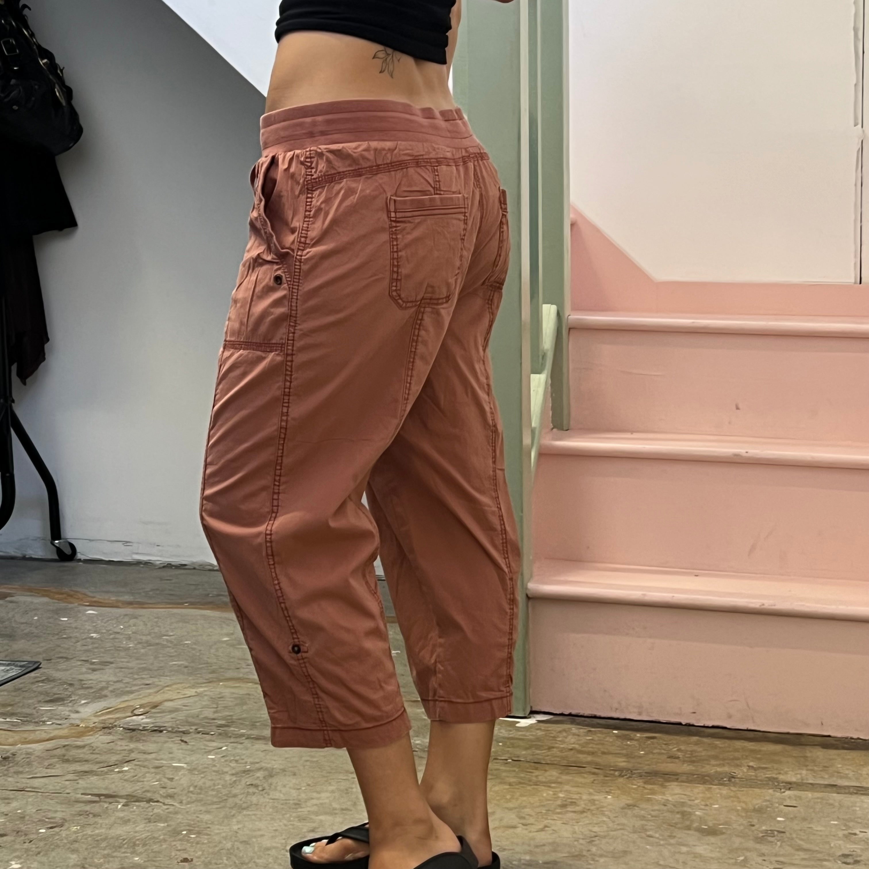 Orange rust tie waist cargo capris