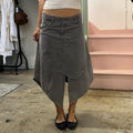 Grey utility style asymmetrical midi skirt