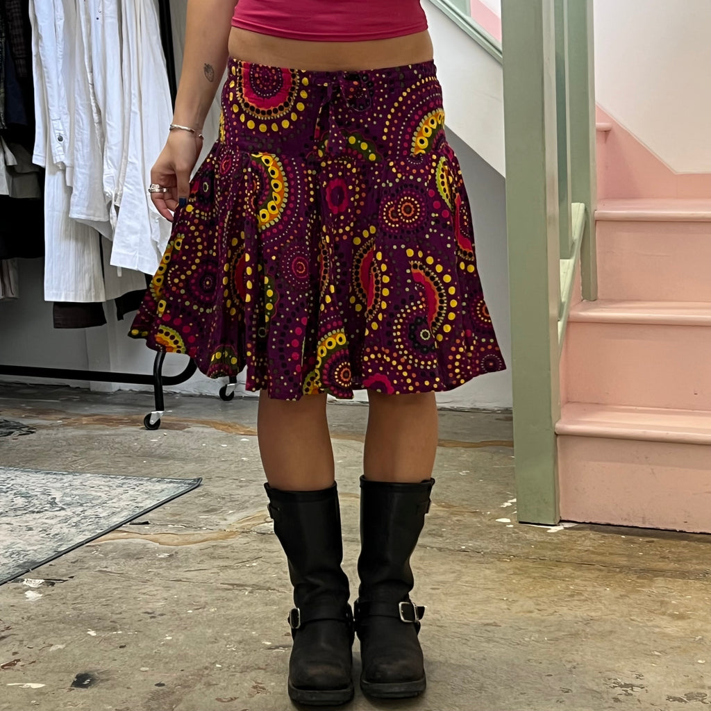 Purple printed midi skirt