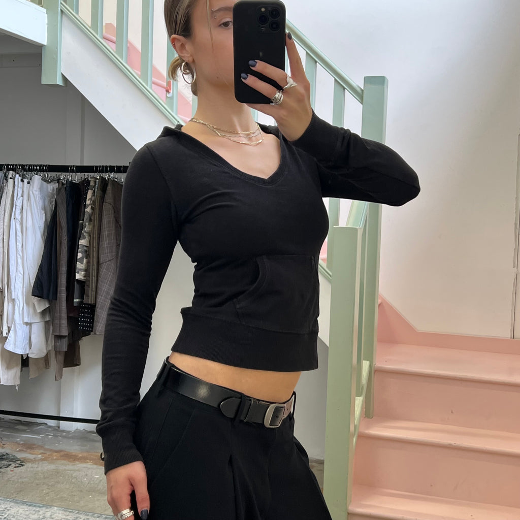 Black hooded top