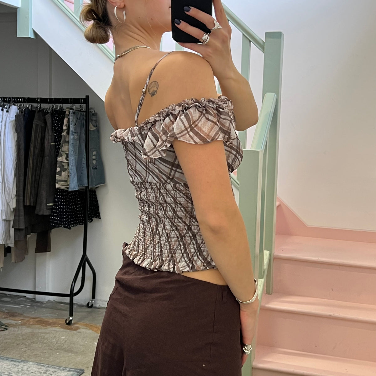 Miss Sixty check off shoulder blouse