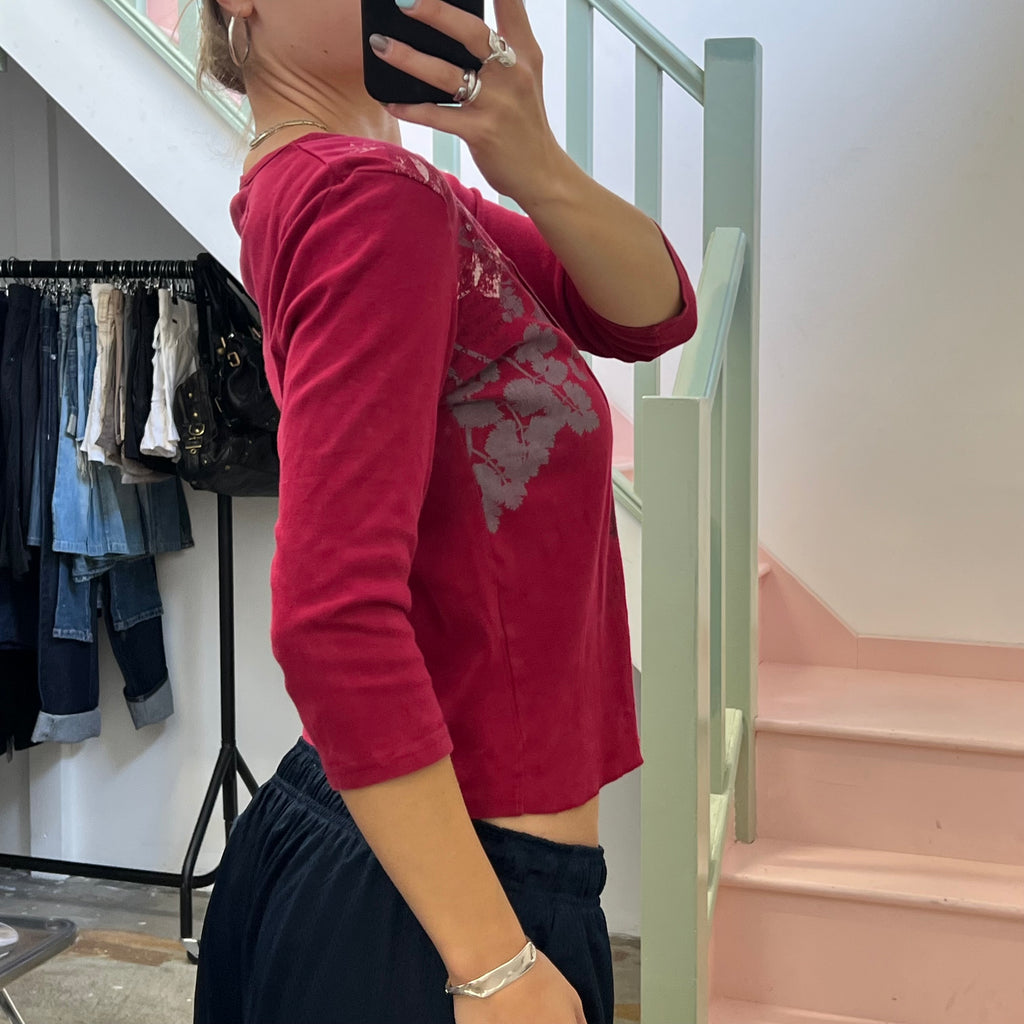 Red graphic asymmetrical top
