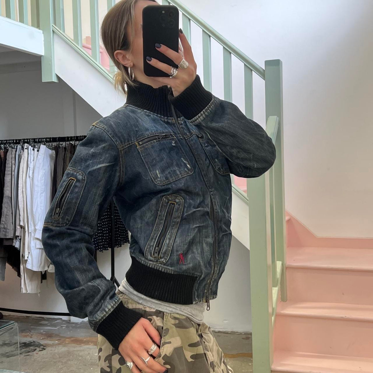 Terranova dark wash denim bomber
