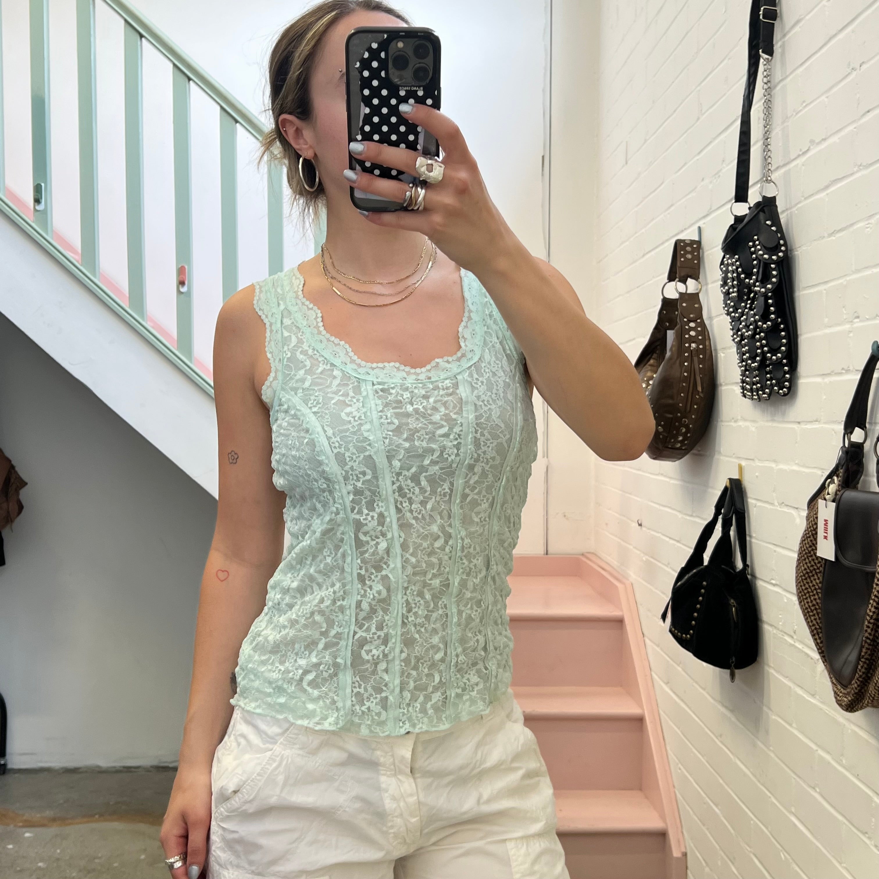 Baby blue lace vest
