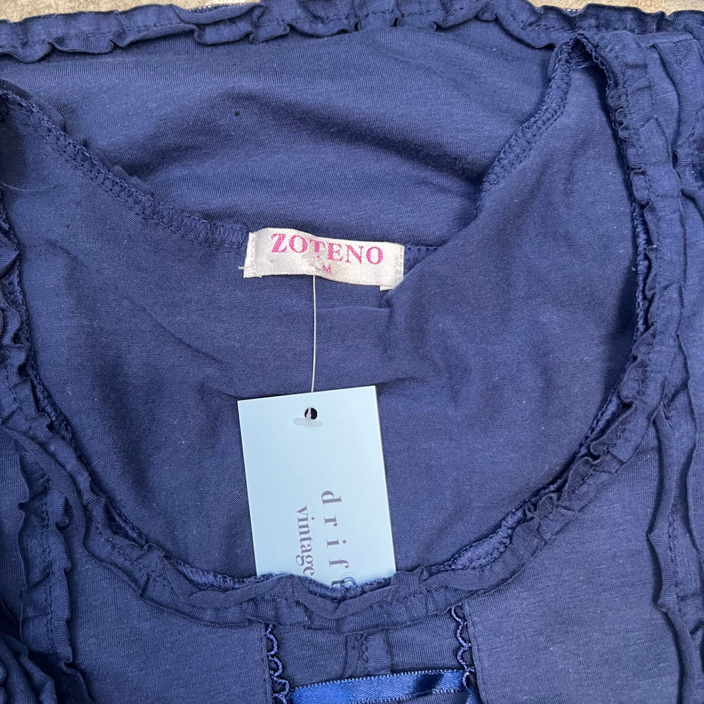 Navy lace up vest top