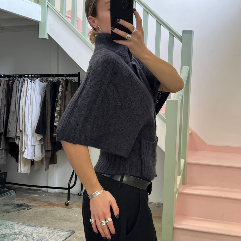 Grey button up batwing cardigan