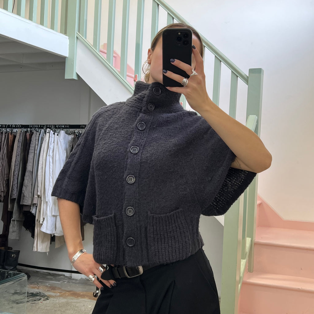 Grey button up batwing cardigan
