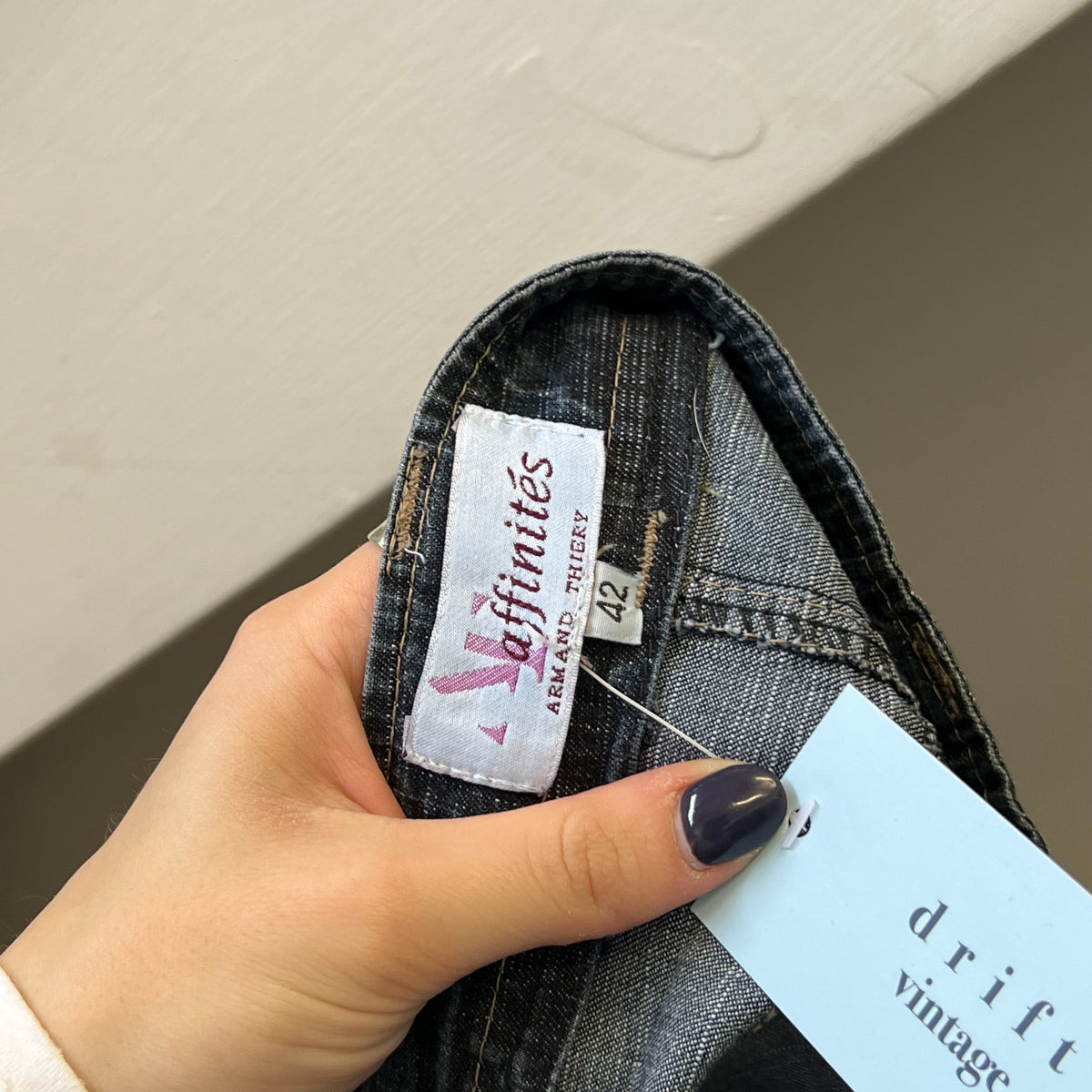 Affinities dark wash denim midi skirt