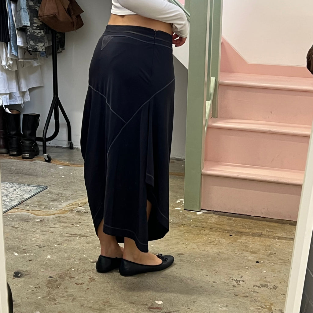 Navy sporty asymmetrical maxi skirt