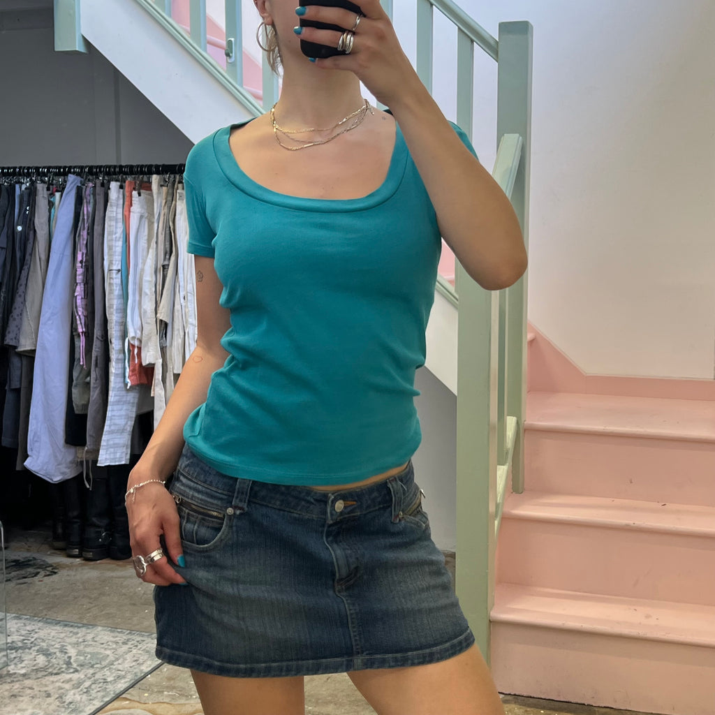 Turquoise scoop neck top
