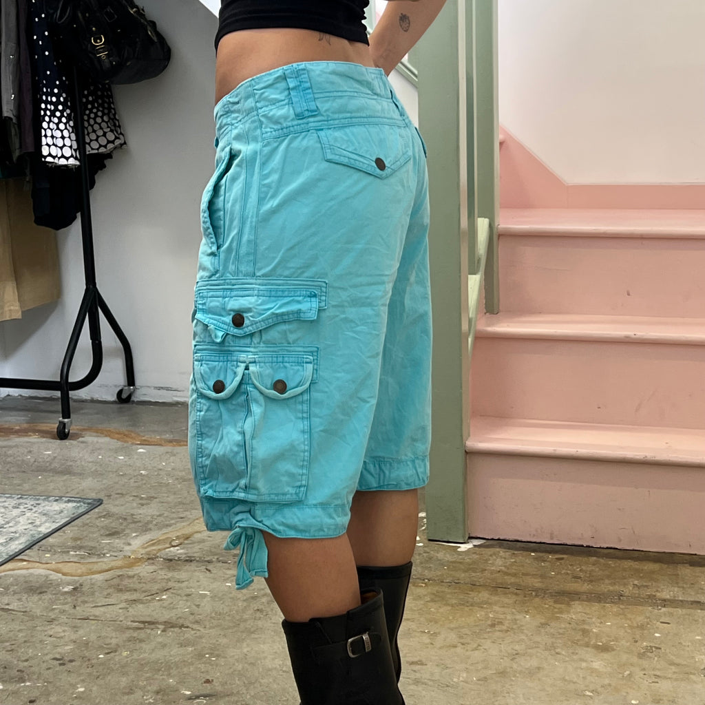 Blue baggy cargo shorts