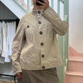 Cream button up lightweight utility jacket