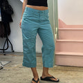 Blue wide leg cargo capris