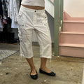White baggy cargos capris