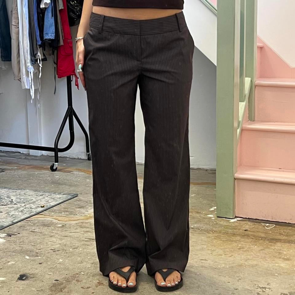 Mexx pinstripe low rise wide leg tailored trousers