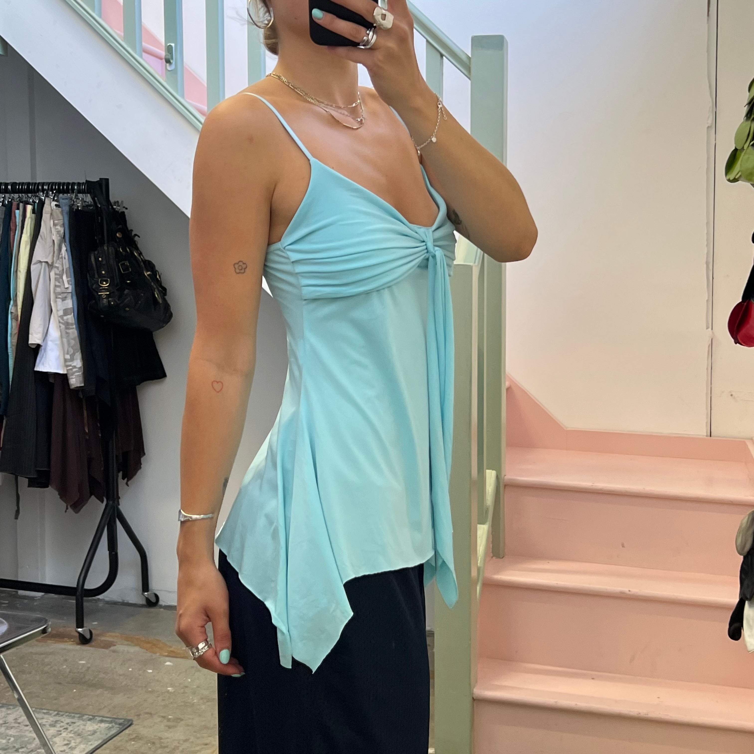 Light blue floaty asymmetrical cami