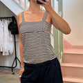 Navy and white striped bubble vest