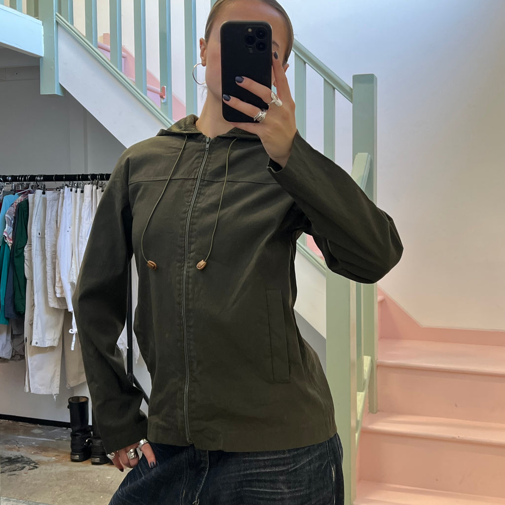 Khaki zip up lightweight jacket