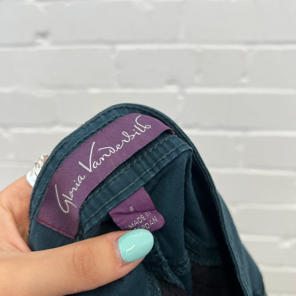 Teal dark green tailored capris