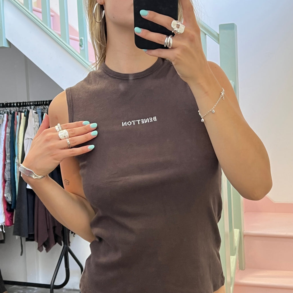 Benetton brown sequin vest