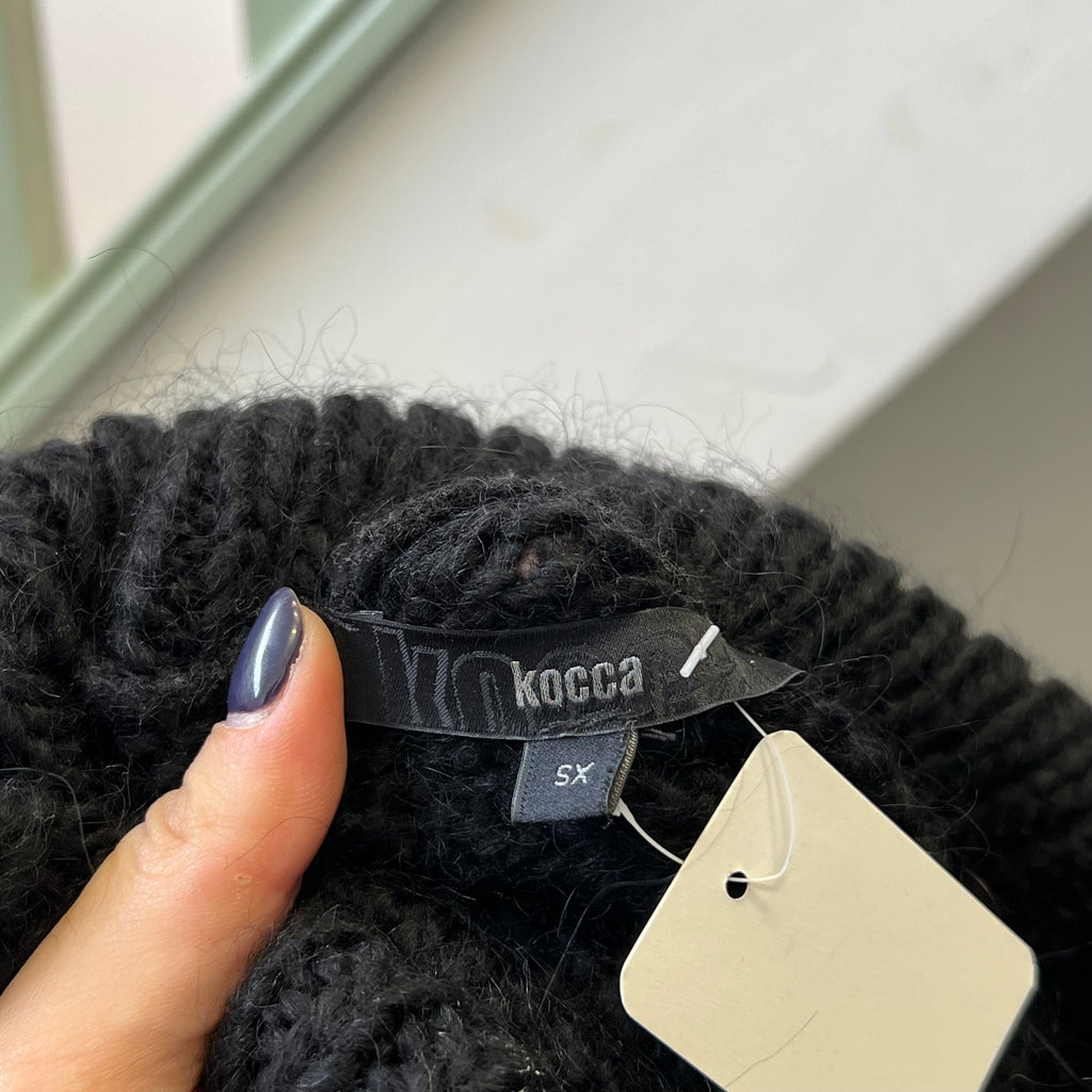 Black short sleeve roll neck batwing sweater