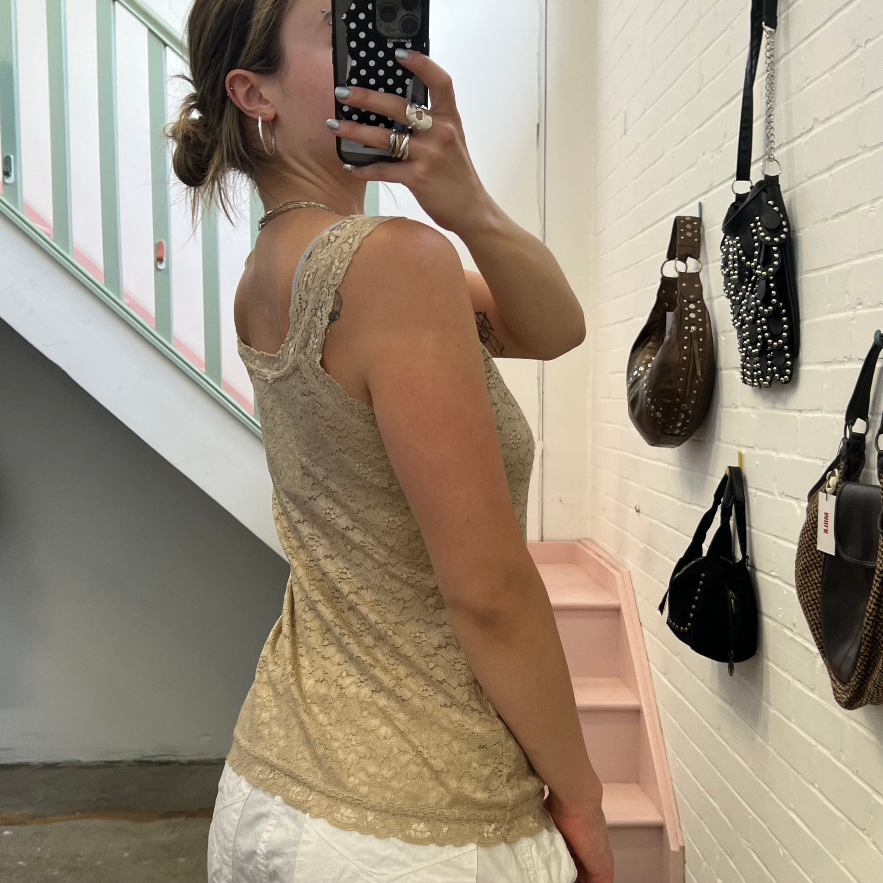 Cream lace vest