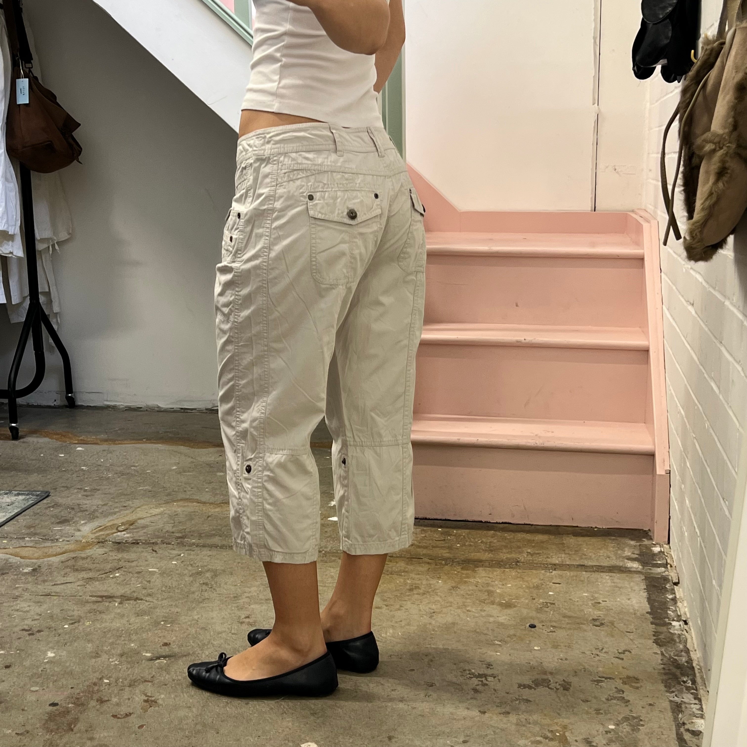 Cream cargo capris
