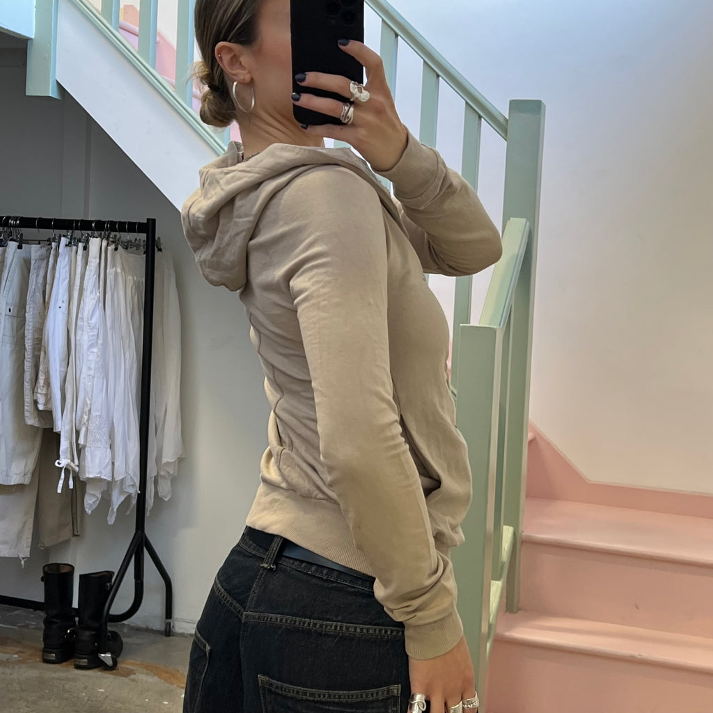 Cream ruched hoodie